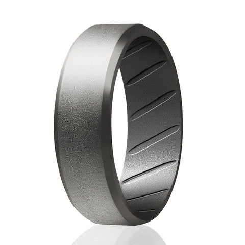 Image of ROQ Single ring - ROQ Silicone Men wedding bands - breathable - edge 7 Silicone Ring For Men-  Breathable Comfort Fit Beveled Design
