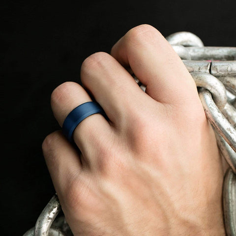 Image of ROQ Single ring - ROQ Silicone Men wedding bands - breathable - edge Silicone Ring For Men-  Breathable Comfort Fit Beveled Design