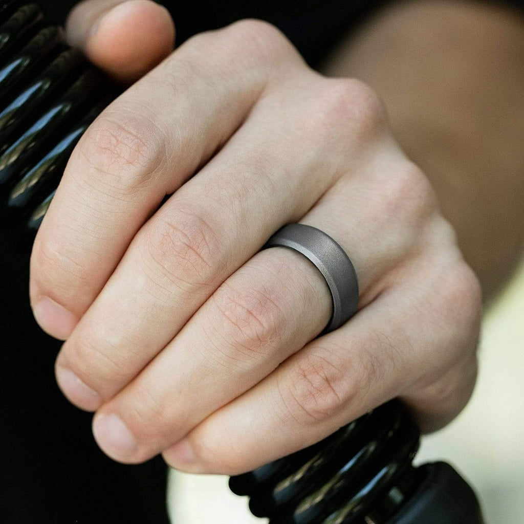 ROQ Single ring - ROQ Silicone Men wedding bands - breathable - edge Silicone Ring For Men-  Breathable Comfort Fit Beveled Design