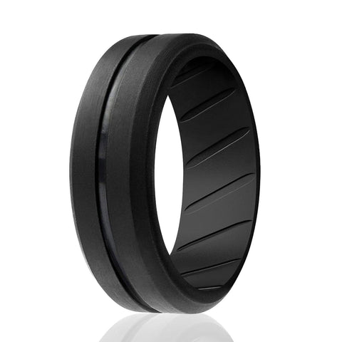 Image of ROQ Single ring - ROQ Silicone Men wedding bands - breathable - middleline 7 Silicone Ring For Men-  Breathable Comfort Fit Engraved Middle Line
