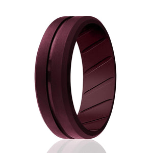 Silicone Ring For Men-  Breathable Comfort Fit Engraved Middle Line