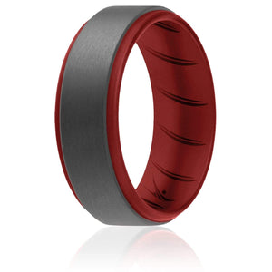 ROQ Single ring - ROQ Silicone Men wedding bands - breathable - step 7 Silicone Ring For Men-  Breathable Comfort Fit Duo Step Edge