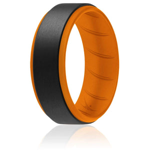ROQ Single ring - ROQ Silicone Men wedding bands - breathable - step 7 Silicone Ring For Men-  Breathable Comfort Fit Duo Step Edge