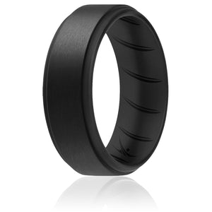 ROQ Single ring - ROQ Silicone Men wedding bands - breathable - step 7 Silicone Ring For Men-  Breathable Comfort Fit Step Edge