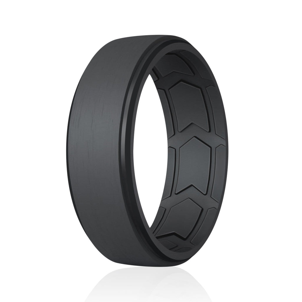 ROQ Single ring - ROQ Silicone Men Wedding Bands - Breathable - Step Brushed top 6 Single ring - ROQ Silicone Men Wedding Bands - Breathable - Step Brushed top