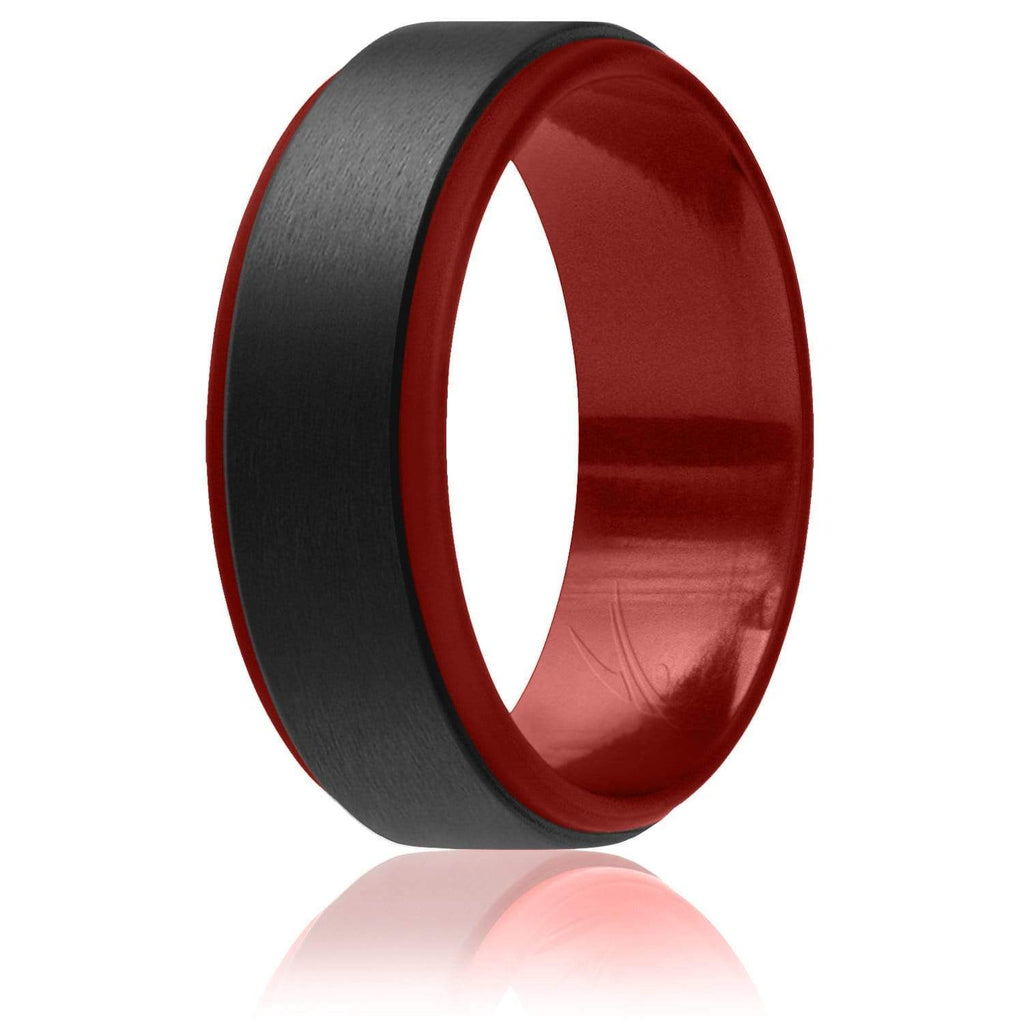 ROQ Step Edge Duo Collection 8mm Wide 7 Silicone Ring for Men - Step Edge Duo Collection