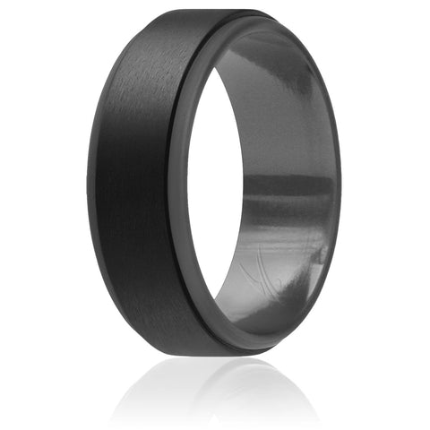 Image of ROQ Step Edge Duo Collection 9mm Wide 7 Silicone Ring for Men - Step Edge Duo Collection