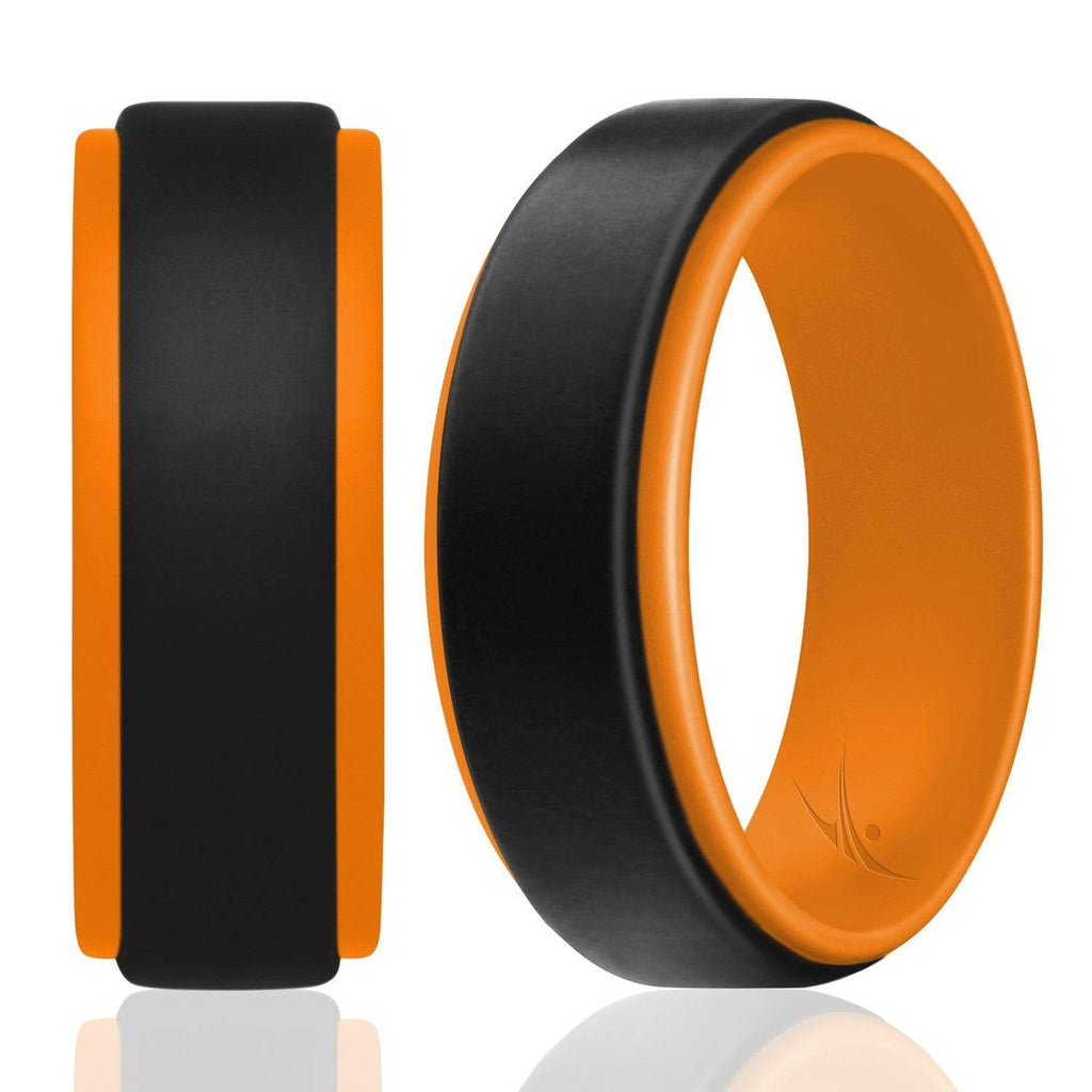 ROQ Step Edge Duo Collection 9mm Wide Silicone Ring for Men - Step Edge Duo Collection