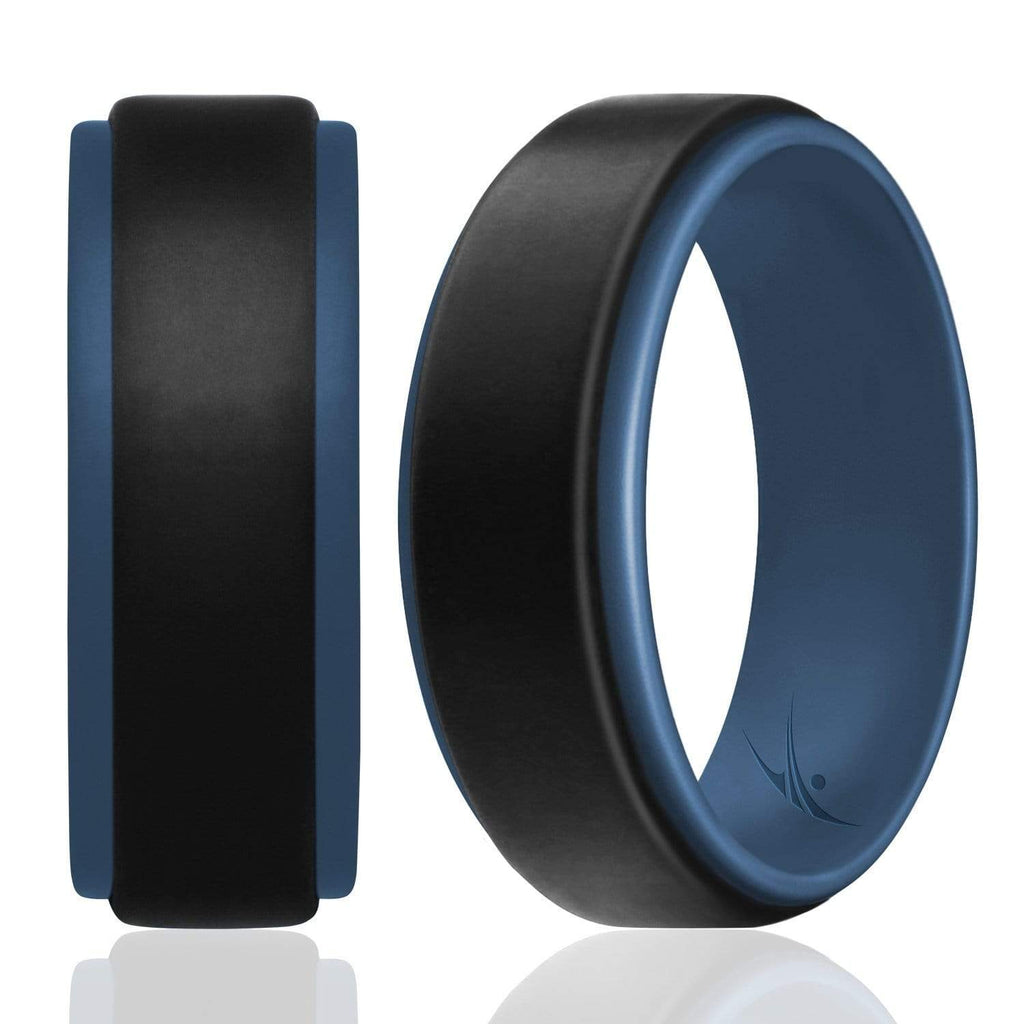 ROQ Step Edge Duo Collection 9mm Wide Silicone Ring for Men - Step Edge Duo Collection