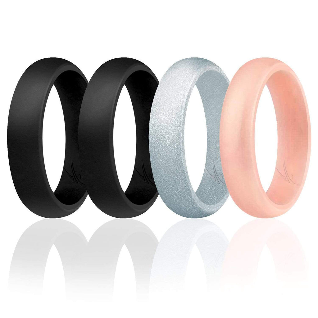 ROQ Womens 4 Pack Dome Style 5.5mm Wide 4 4 Pack - Silicone Ring for Women- Dome Style