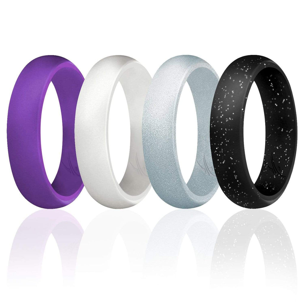 ROQ Womens 4 Pack Dome Style 5.5mm Wide 4 4 Pack - Silicone Ring for Women- Dome Style