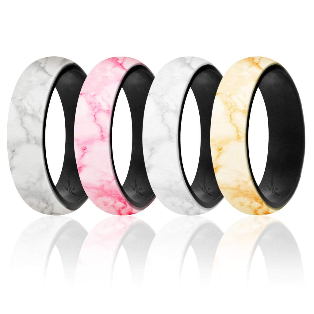 ROQ Womens 4 Pack Duo Collection Dome Style 5.5mm Wide 4 4 Pack - Silicone Ring for Women - Duo Collection Dome Style