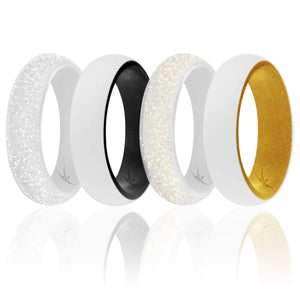 ROQ Womens 4 Pack Duo Collection Dome Style 5.5mm Wide 4 4 Pack - Silicone Ring for Women - Duo Collection Dome Style