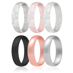 ROQ Womens 4 Pack Duo Collection Dome Style 5.5mm Wide 4 6 Pack - ROQ Silicone Women wedding bands - THIN comfort fit