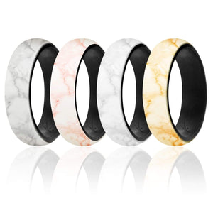 ROQ Womens 4 Pack Duo Collection Dome Style 5.5mm Wide 4 Silicone Ring for Women - Duo Collection Dome Style