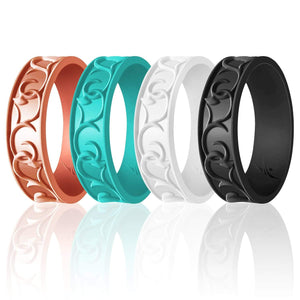 ROQ Womens 4 Pack Ornamet Style 4 4 Pack - Silicone Ring for Women- Ornament Style