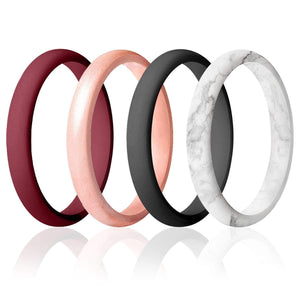 ROQ Womens 4 Pack Stackable Pave Knife Edge Style 2.5mm Wide 4 4 Pack - Silicone Rings for Women - Thin Stackable - Pave Knife Edge